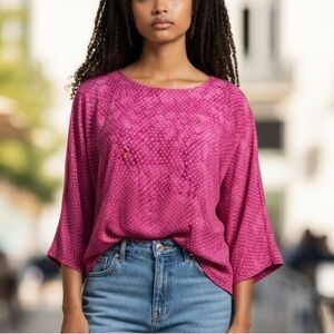 Vintage A Touch of Class Women's Pink Polka Dot Top Shoulder Pads 80's Large